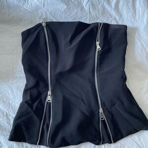 Zara Zipper Detail Strapless Top